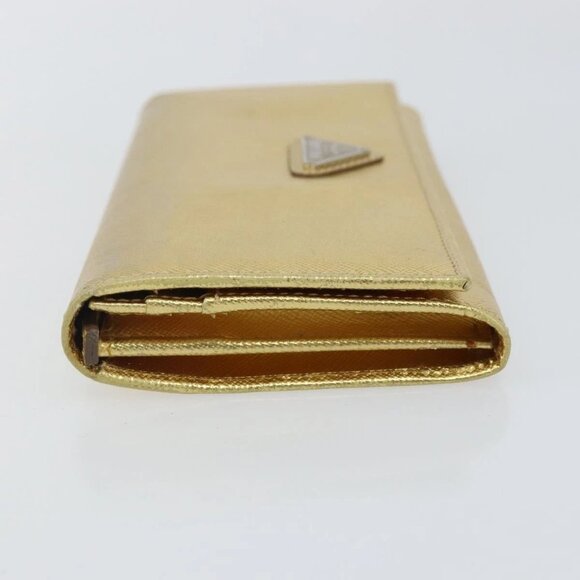 PRADA Long Wallet Safiano leather Gold Auth 142948 - Picture 4 of 16